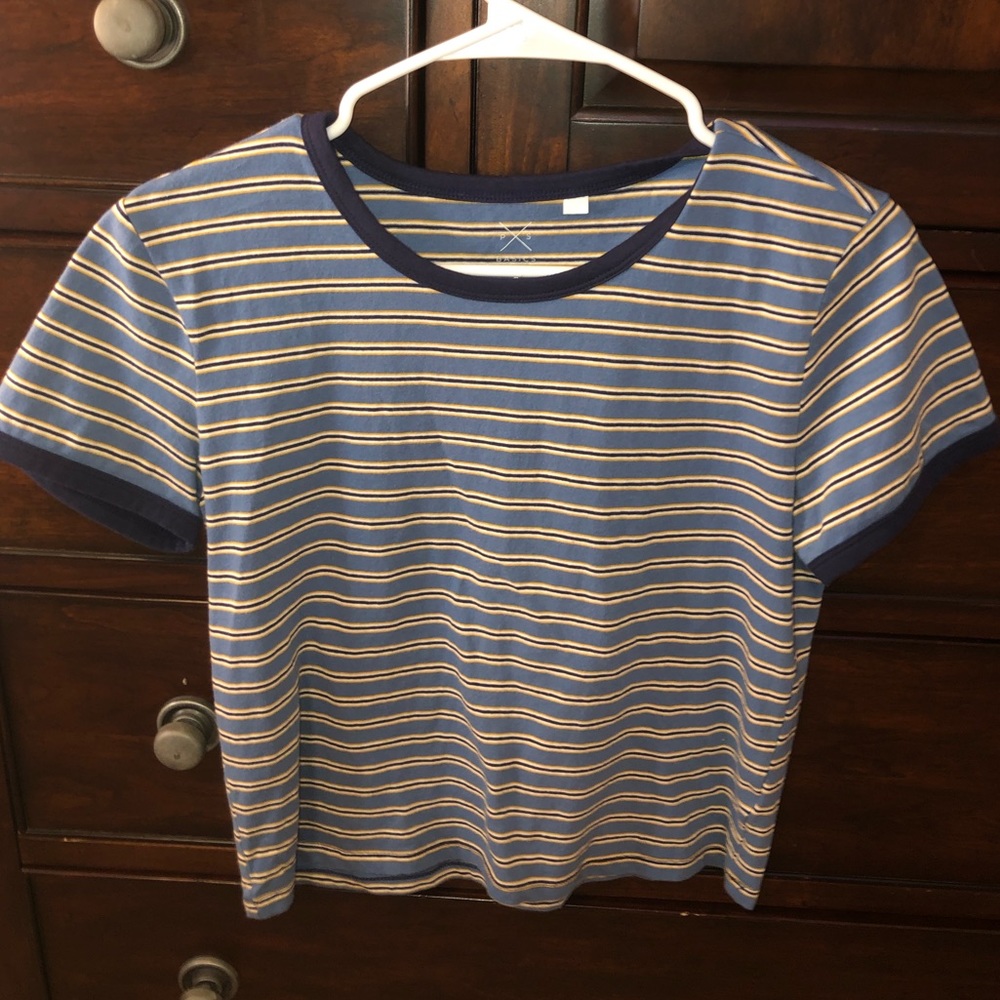 pac sun blue and yellow striped tee